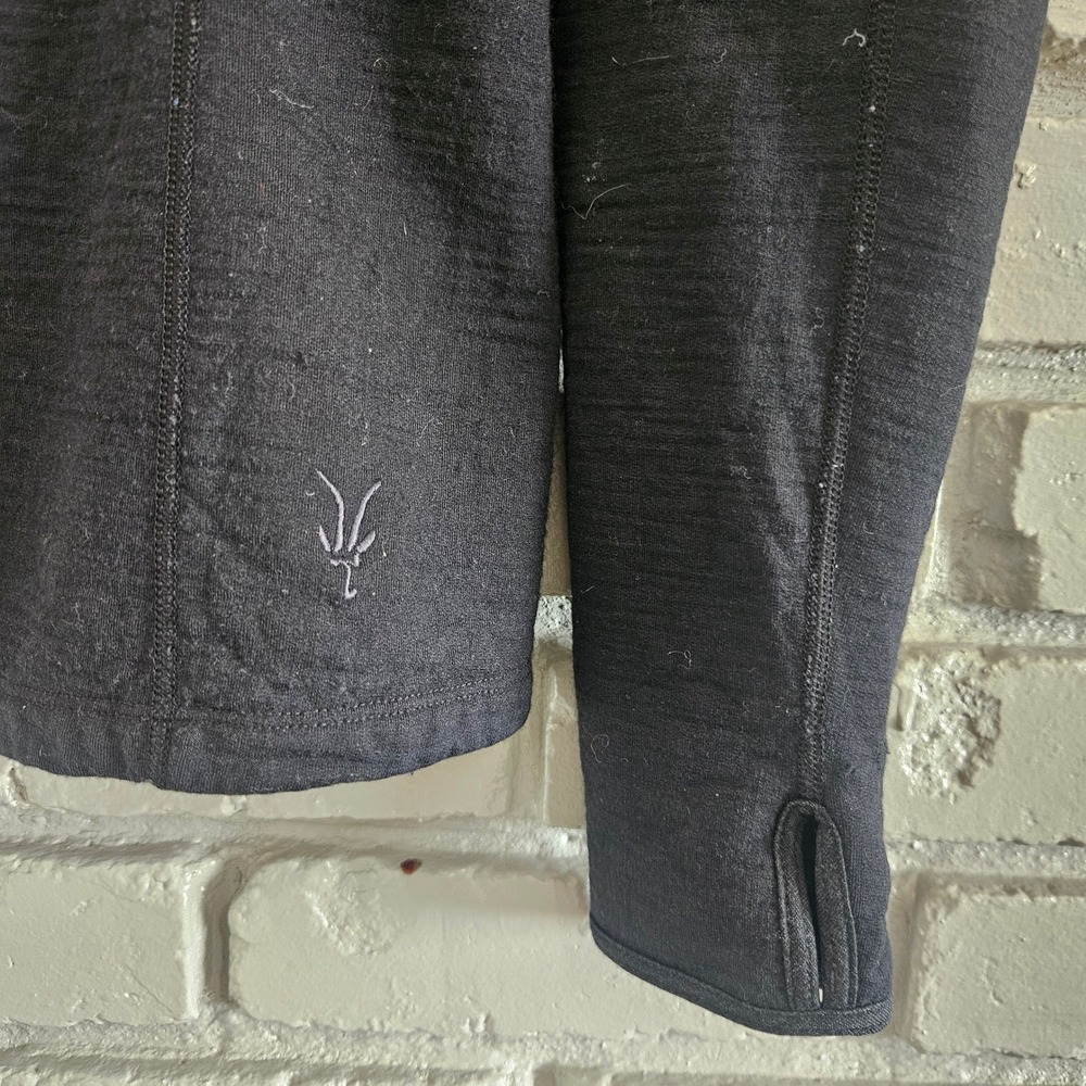 Women's Black Merino Wool Zip-Up Hoodie Jacket - Picture 5 of 12